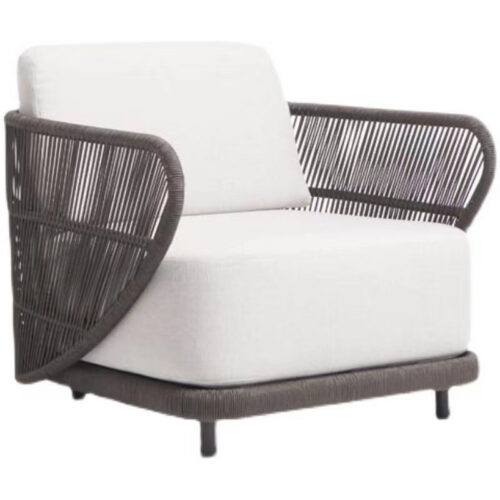 Poltrona de descanso almofadada com design em cordão
