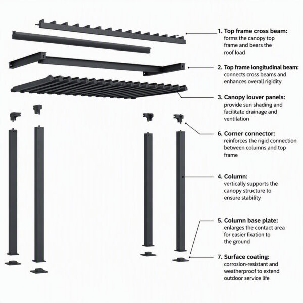 Freestanding Louvered Pergola for Outdoor Project Sourcing