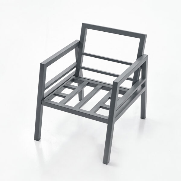 Gray Metal Outdoor Dining Armchair with Cushions Gray Metal Outdoor Dining Armchair with Cushions