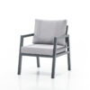 Gray Metal Outdoor Dining Armchair with Cushions Gray Metal Outdoor Dining Armchair with Cushions