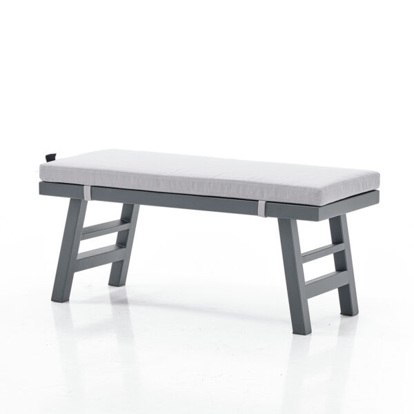 Gray Metal Outdoor Dining Armchair with Cushions Gray Metal Outdoor Dining Armchair with Cushions