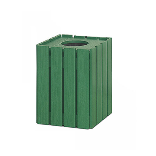 Green Slatted Top-Opening Waste Bin for Wholesale Sourcing