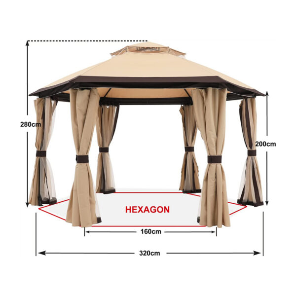 Sechseckiger Pavillon mit Soft-Top-Dach