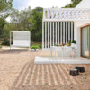 Gartenpavillons mit Metallgestell und Lamellenüberdachung