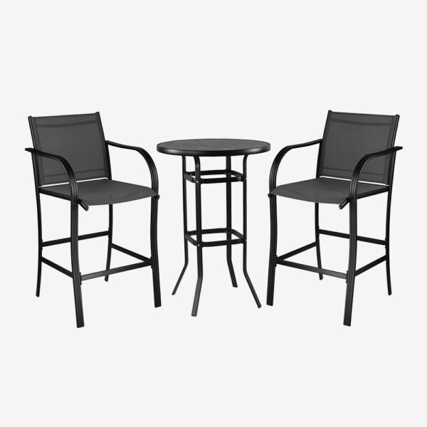 Patio Bistro Table and Tall Sling Chairs