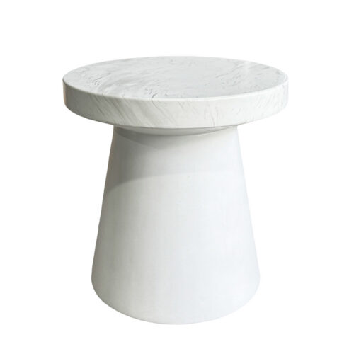 Mesa de centro con pedestal redondo de hormigón