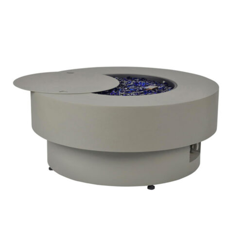 Mesa con hoguera de propano de acero redonda