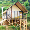 Tente de glamping « Safari » avec véranda couverte pour les acheteurs professionnels Tente de glamping « Safari » avec véranda couverte pour les acheteurs professionnels