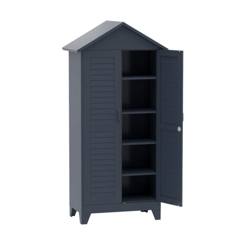 Armario alto de almacenamiento para exterior con cuatro estantes Armario alto de almacenamiento para exterior con cuatro estantes