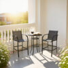 Mesa alta de bistró para terraza y sillas con asiento de malla para compradores mayoristas Mesa alta de bistró para terraza y sillas con asiento de malla para compradores mayoristas