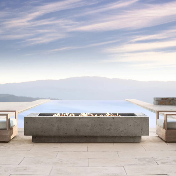 Wholesale Rectangular Linear Fire Pit with Recessed Base