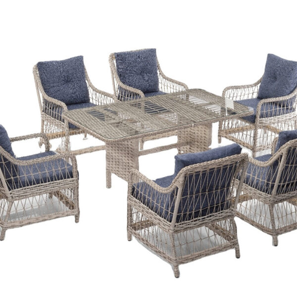 Wholesale Woven Patio Dining Set with Cushioned Armchairs