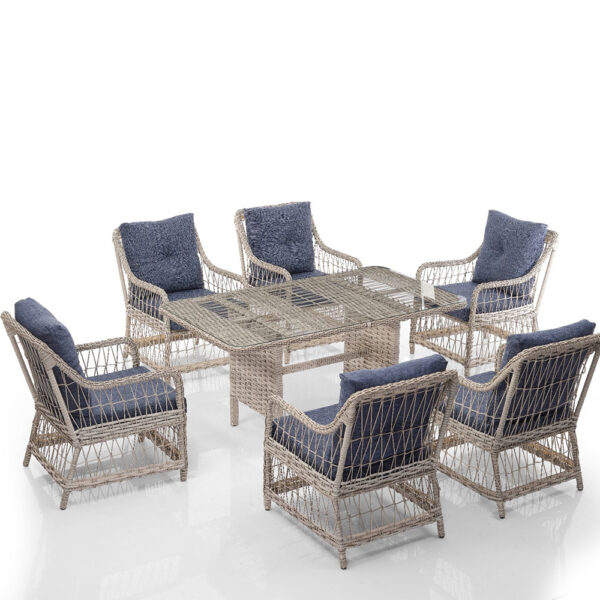 Wholesale Woven Patio Dining Set with Cushioned Armchairs