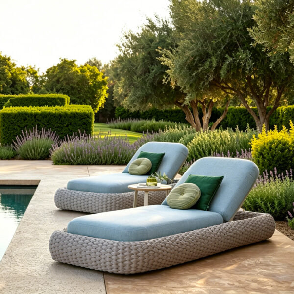 Woven Base Cushioned Patio Sun Lounger